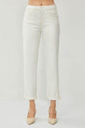 RISEN Full Size High Waist Rolled Hem Straight Jeans - Hovatok