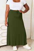 Double Take Full Size Soft Rayon Drawstring Waist Maxi Skirt - Hovatok