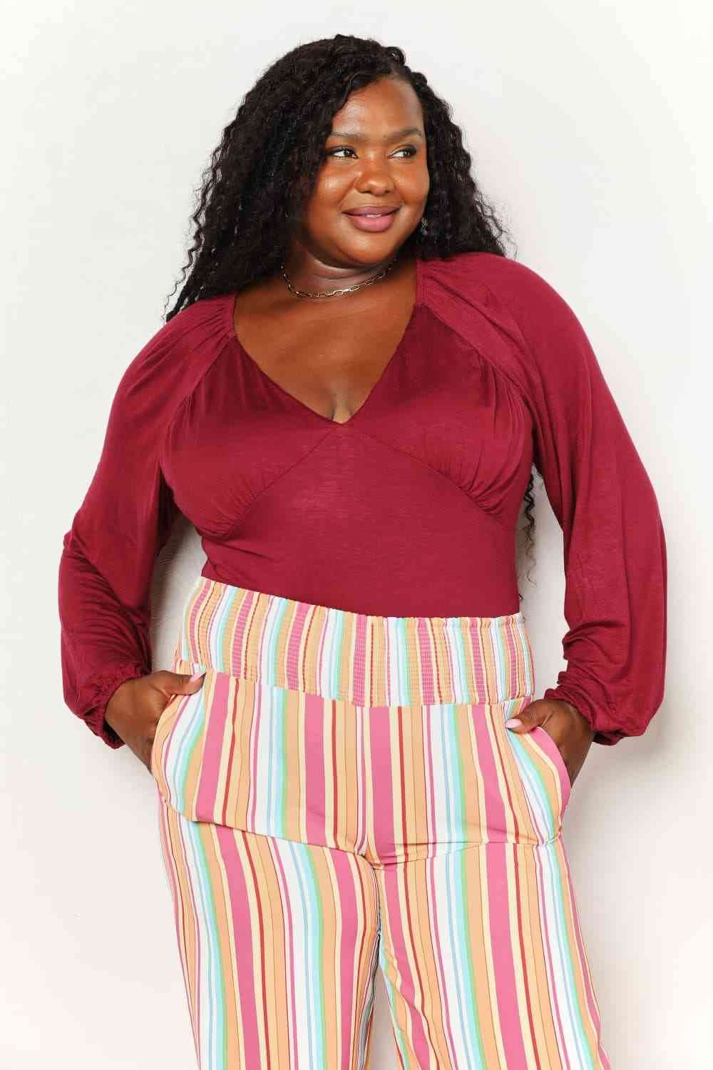 Culture Code Full Size V-Neck Bodysuit - Hovatok