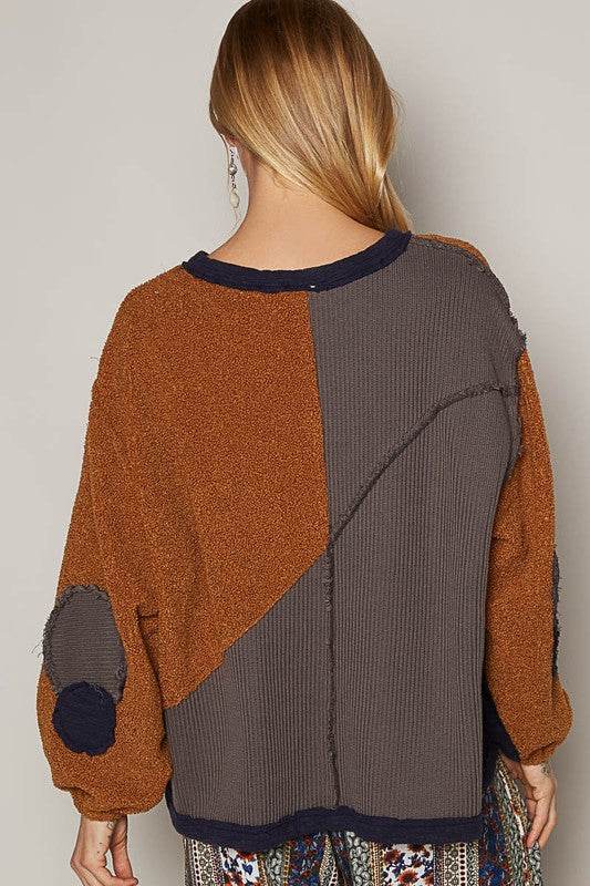 POL Color Block Half Zip Dropped Shoulder Sweatshirt - Hovatok