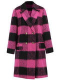 Plaid Double-Breasted Long Sleeve Coat - Hovatok