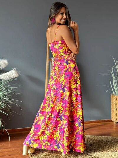 Twisted Printed V-Neck Cami Dress - Hovatok