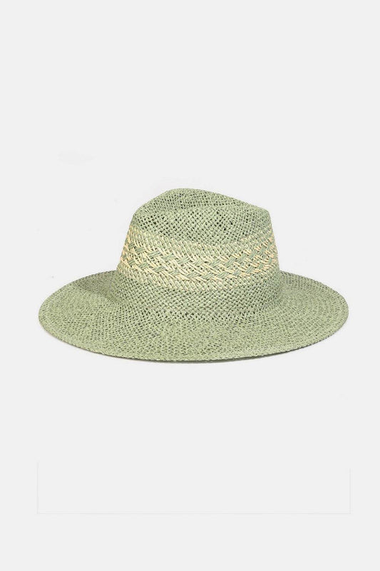 Fame Contrast Wide Brim Straw Hat - Hovatok