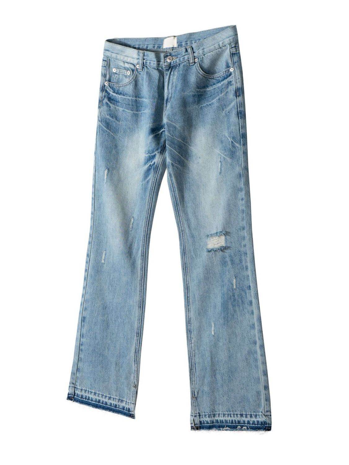 Men's Distressed Raw Hem Jeans - Hovatok