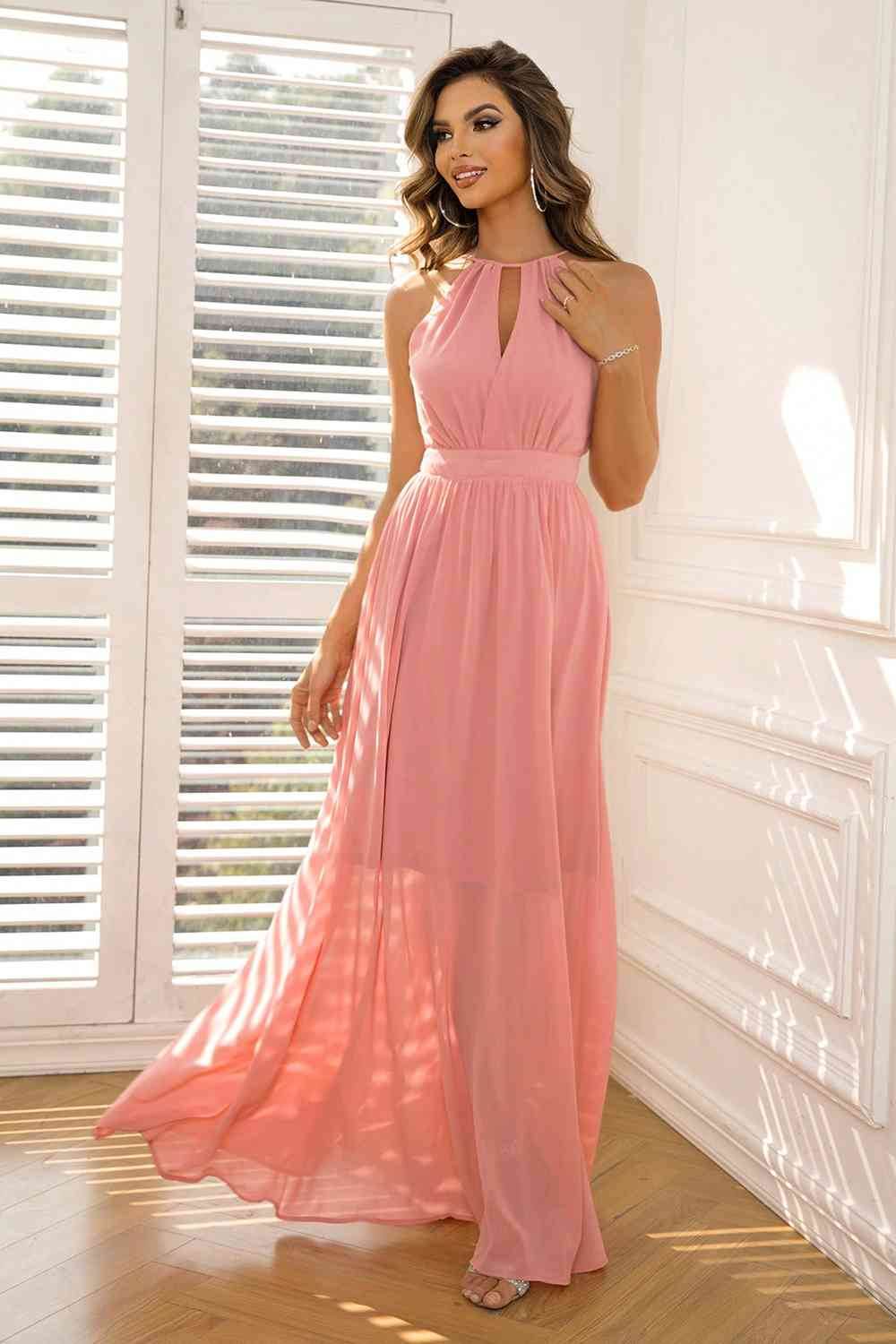 Tied Cutout Sleeveless Maxi Dress - Hovatok