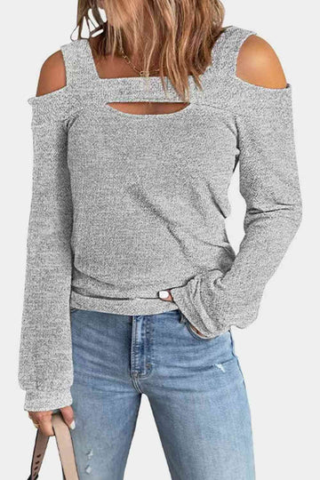 Full Size Cutout Cold Shoulder Blouse - Hovatok