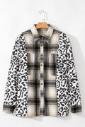 Plus Size Leopard Plaid Button Up Long Sleeve Shacket - Hovatok