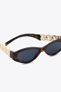 Chain Detail Temple Cat Eye Sunglasses - Hovatok