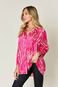 Double Take Full Size Printed Button Up Long Sleeve Shirt - Hovatok
