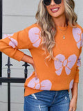 Angel Wings Bow Round Neck Dropped Shoulder Sweater - Hovatok