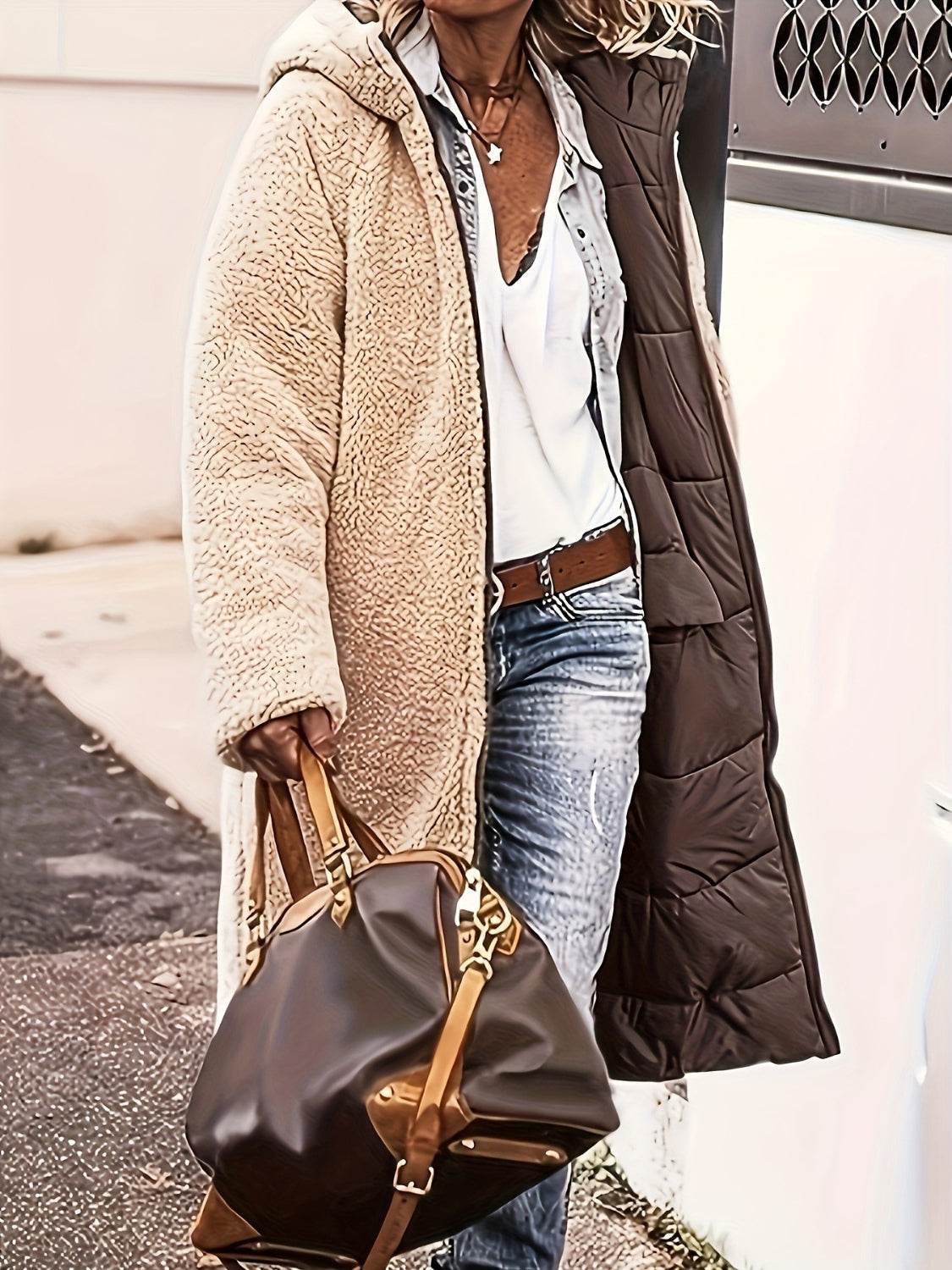 Full Size Zip Up Sherpa Hooded Coat - Hovatok