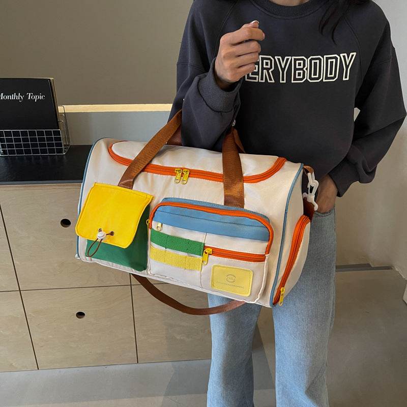 Color Block Multi-Pockets Travel Bag - Hovatok