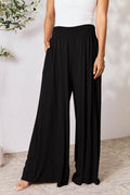 Basic Bae Full Size Smocked Wide Waistband Wide Leg Pants - Hovatok