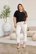 RFM Mini Mia Full Size Tummy Control High Waist Raw Hem Jeans - Hovatok