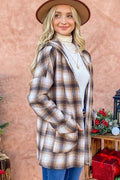 And The Why Plaid Open Front Hooded Shacket - Hovatok