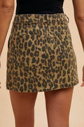 Annie Wear Leopard Denim Mini Skirt - Hovatok
