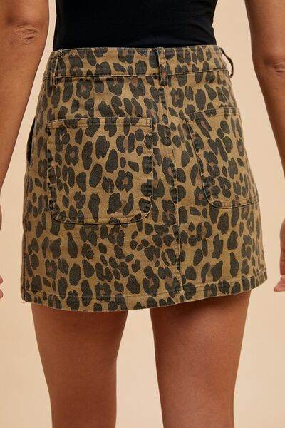 Annie Wear Leopard Denim Mini Skirt - Hovatok