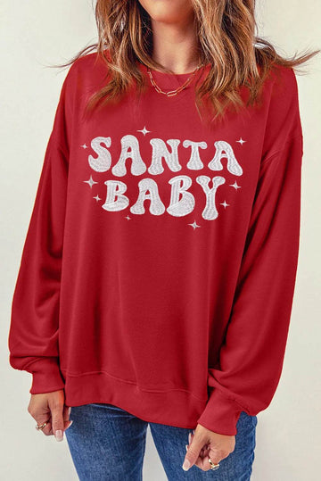 SANTA BABY Round Neck Long Sleeve Sweatshirt - Hovatok