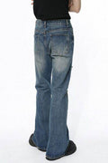 Men's Distressed Bootcut Jeans - Hovatok
