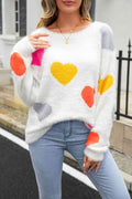 Angel Wings Heart Pattern Round Neck Long Sleeve Sweater - Hovatok