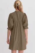 Oh Frill Notched Puff Sleeve Babydoll Mini Dress - Hovatok