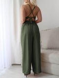 Devine Tie Back Backless Crisscross Jumpsuit - Hovatok