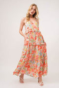 And The Why Floral Ruffled Tiered Maxi Adjustable Strap Cami Dress - Hovatok