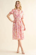 And The Why Full Size Smocked Waist Printed Midi Dress - Hovatok