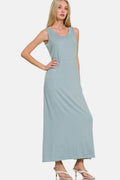 Zenana Scoop Neck Wide Strap Tank Dress - Hovatok