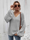 Angel Wings V-Neck Dropped Shoulder Sweater - Hovatok