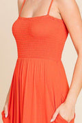 Culture Code Full Size Smocked Cami Maxi Dress with Pockets - Hovatok
