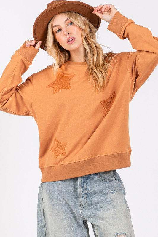 SAGE + FIG Star Patch Long Sleeve Sweatshirt - Hovatok