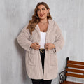 Plus Size Open Front Long Sleeve Hooded Fuzzy Jacket - Hovatok