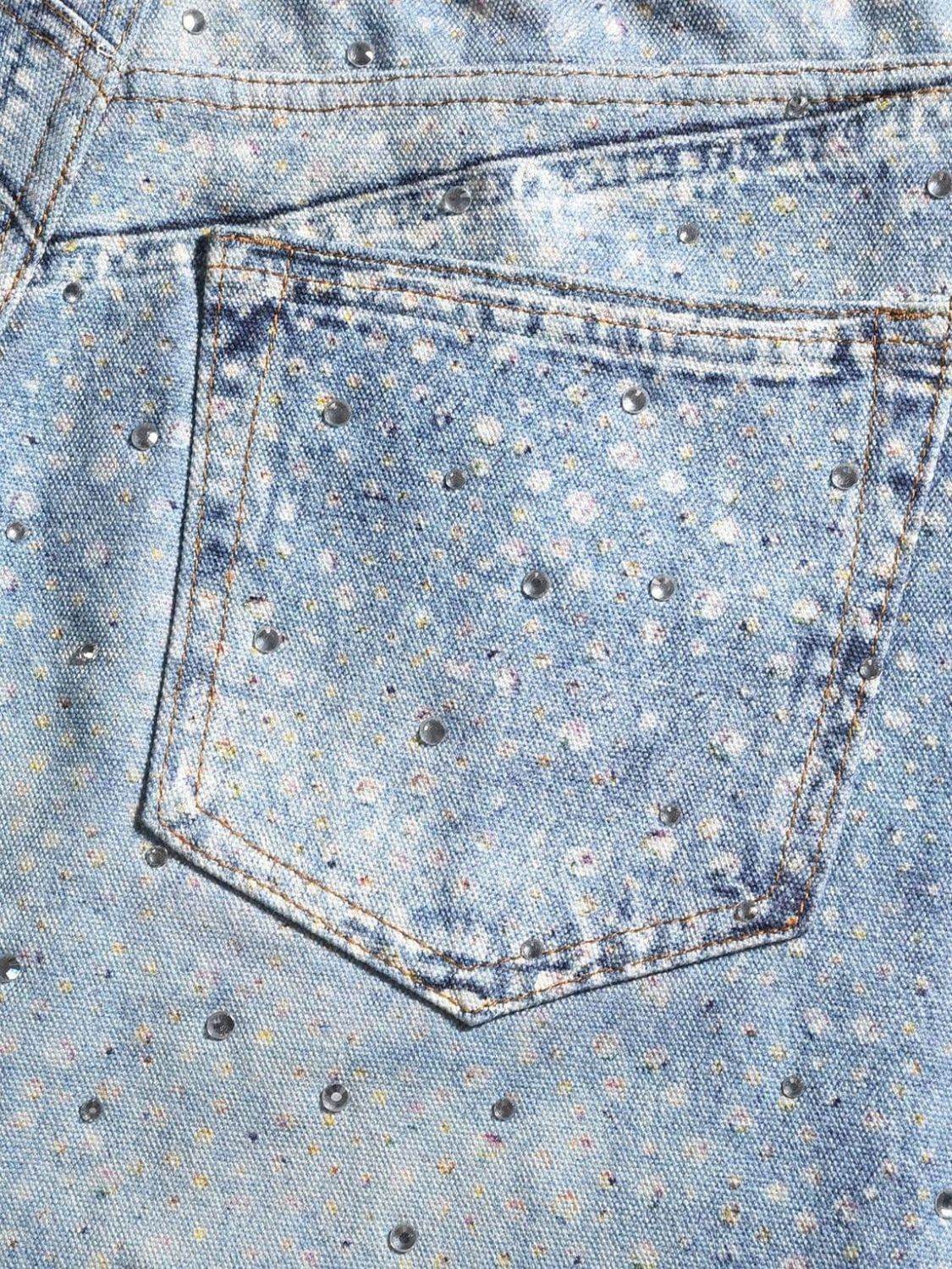 Men's Washed Rhinestone Print Jeans - Hovatok