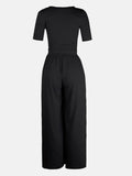 Scoop Neck Short Sleeve Jumpsuit - Hovatok