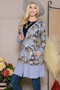 Celeste Full Size Camouflage Button Up Long Sleeve Cardigan Plus Size - Hovatok