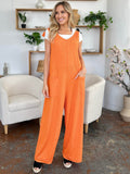 Double Take Full Size Texture Sleeveless Wide Leg Jumpsuit - Hovatok
