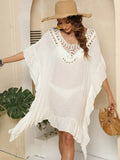 Cutout Ruffled Half Sleeve Cover-Up - Hovatok