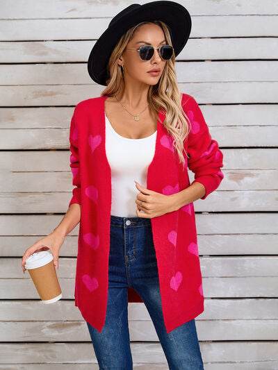 Angel Wings Heart Open Front Long Sleeve Cardigan - Hovatok