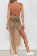 Slit Scoop Neck Sleeveless Cover Up - Hovatok