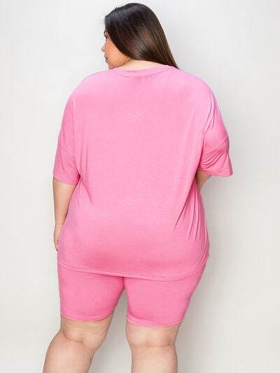 Basic Bae Full Size V-Neck Drop Shoulder T-Shirt and Shorts Set - Hovatok