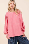 Mittoshop Mineral Wash Raglan Long Sleeve Oversized Top - Hovatok