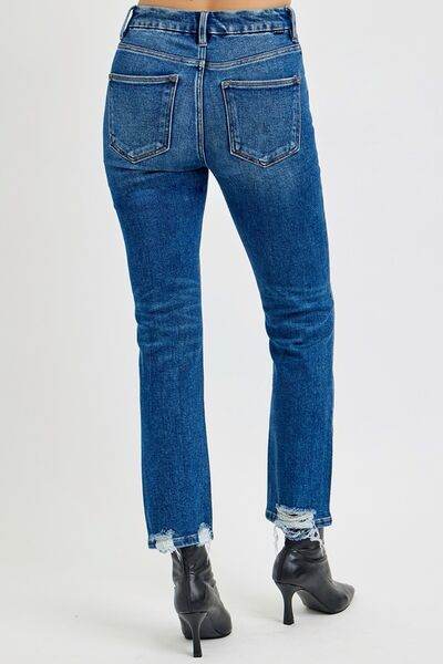 RISEN Full Size High Rise Distressed Crop Straight Jeans - Hovatok