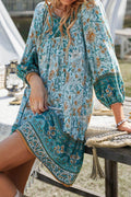 Devine Printed Tie Neck Mini Dress - Hovatok