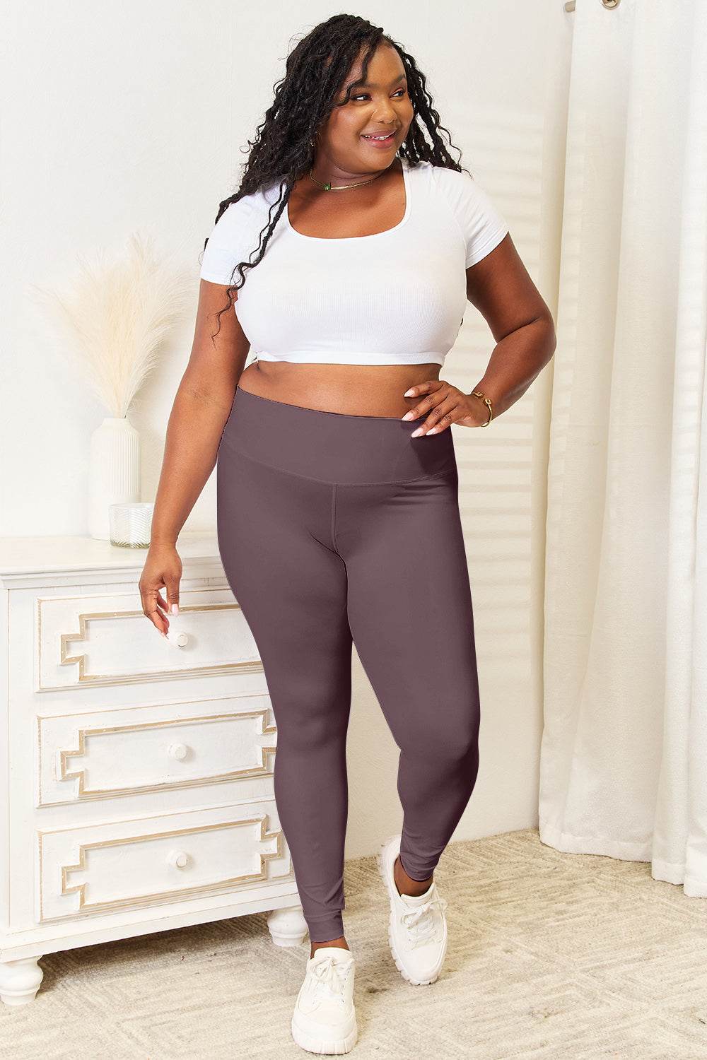 Double Take Wide Waistband Sports Leggings - Hovatok