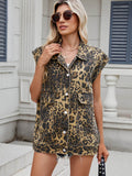 Leopard Buttton Up Denim Vest - Hovatok