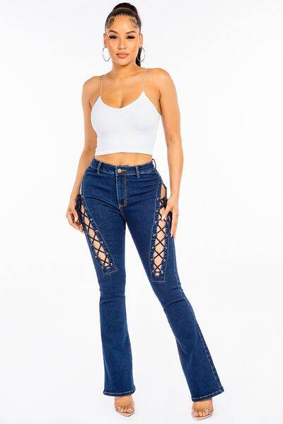 American Bazi High Rise Lace Up Jeans - Hovatok