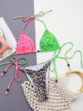 Leopard Tied Halter Neck Bikini Set - Hovatok