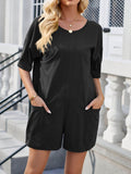Lovelet Backless Round Neck Half Sleeve Romper - Hovatok