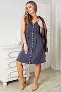 Double Take Sleeveless Button Down Magic Dress - Hovatok